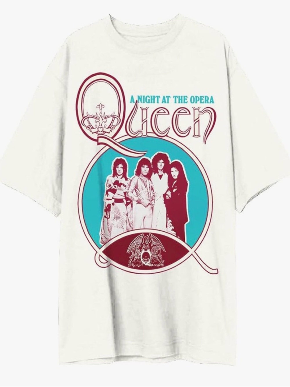 Queen 'A Night at the Opera' White Graphic Short Sleeve Tee 100% Cotton